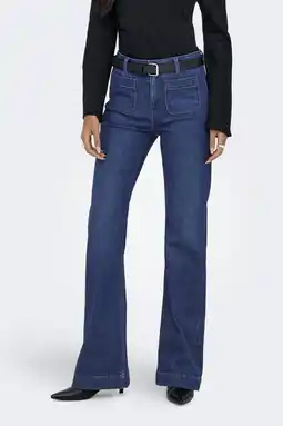 Wehkamp ONLY highwaist flared jeans dark blue denim aanbieding