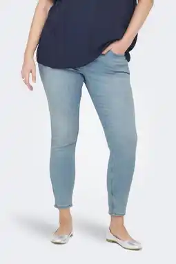 Wehkamp ONLY CARMAKOMA highwaist skinny jeans light blue denim aanbieding