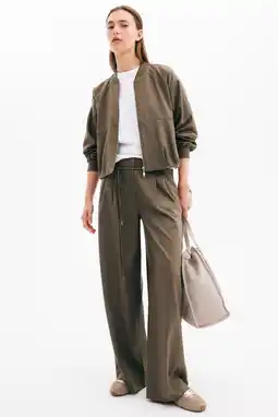 Wehkamp comma wide leg highwaist broek donkergroen aanbieding