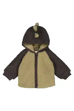 Wehkamp Feetje teddy jas Rawrsome olijfgroen/bruin aanbieding
