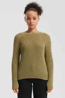 Wehkamp QS trui olijfgroen grof gebreid aanbieding