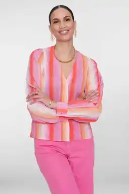 Wehkamp Geisha gestreepte blouse roze aanbieding