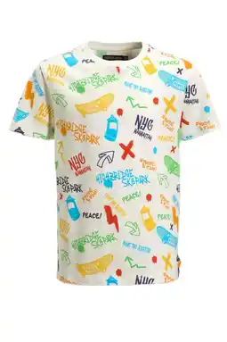 Wehkamp Orange Stars T-shirt met graffiti print wit aanbieding