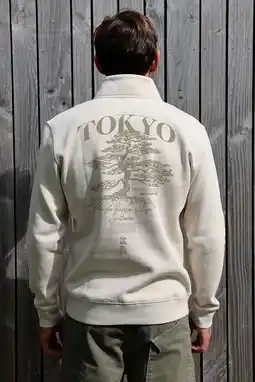 Wehkamp Kultivate sweater met backprint beige aanbieding