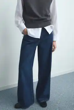 Wehkamp Mango lowwaist wide leg jeans dark blue denim aanbieding