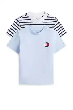 Wehkamp Tommy Hilfiger baby t-shirt - lichtblauw/wit (set van 2) aanbieding