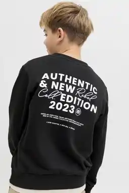 Wehkamp JJ REBEL JUNIOR sweater met backprint zwart aanbieding