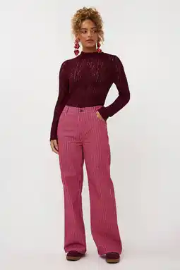 Wehkamp Ydence denim regularwaist gestreepte broek roze aanbieding