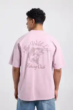 Wehkamp America Today relaxed T-shirt met backprint roze aanbieding