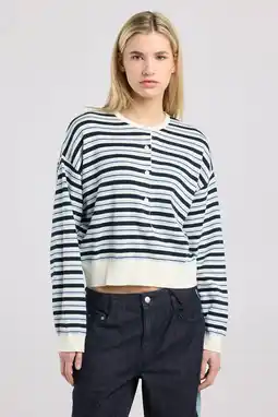 Wehkamp America Today gestreepte sweater marineblauw aanbieding