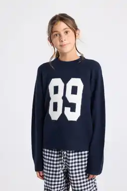 Wehkamp America Today gebreide trui donkerblauw aanbieding