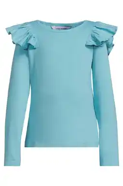 Wehkamp Anytime longsleeve met ruches lichtblauw aanbieding