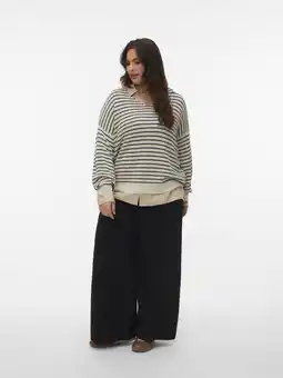 Wehkamp VERO MODA CURVE gestreepte trui ecru gebreid aanbieding