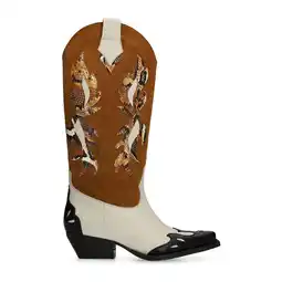 Wehkamp Sacha leren cowboylaarzen cognac/ecru aanbieding