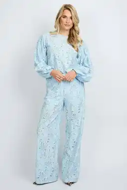 Wehkamp FLURESK straight highwaist gebloemde broek lichtblauw aanbieding