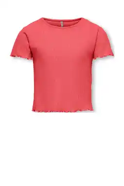 Wehkamp KIDS ONLY GIRL T-shirt rib gebreid koraalrood aanbieding