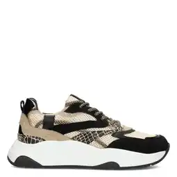 Wehkamp PS Poelman leren sneakers beige/zwart aanbieding