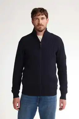 Wehkamp Petrol Industries vest rib gebreid blauw aanbieding