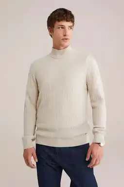 Wehkamp Van Gils coltrui met wol gebreid beige aanbieding