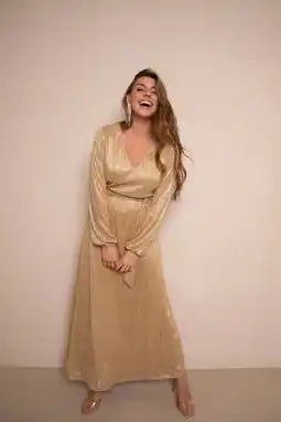 Wehkamp Freebird midi jurk met lurex goud aanbieding