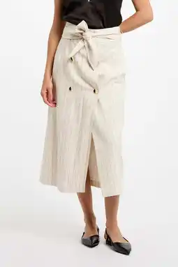 Wehkamp Morgan linnen wikkelrok beige aanbieding