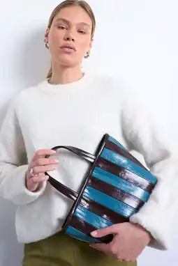 Wehkamp TOPSHOP mini shopper TSGEMMA donkerbruin/blauw aanbieding
