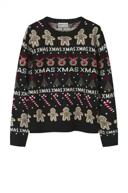 Wehkamp NAME IT KIDS kersttrui met all over print zwart aanbieding