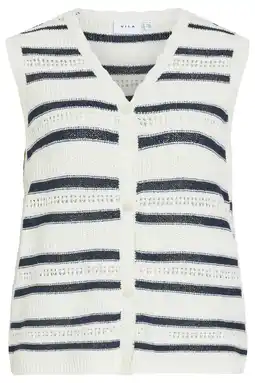 Wehkamp VILA gestreepte gilet wit gebreid aanbieding