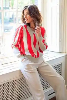 Wehkamp Ivy Beau gebreide trui beige aanbieding