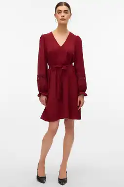 Wehkamp VERO MODA midi jurk donkerrood aanbieding