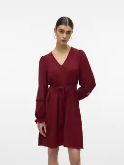 Wehkamp VERO MODA midi jurk donkerrood aanbieding