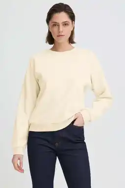 Wehkamp ICHI sweater met backprint ecru aanbieding