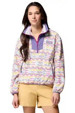 Wehkamp Columbia fleece trui wit/paars/roze/geel aanbieding