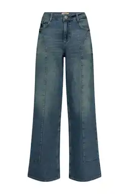 Wehkamp Mos Mosh wide leg jeans medium blue denim aanbieding