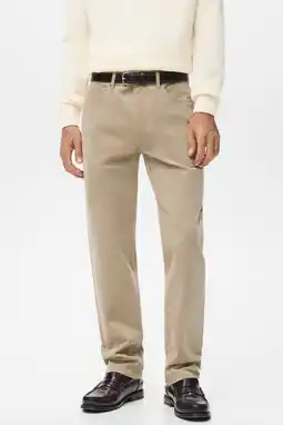 Wehkamp Mango Man corduroy regular casual broek lichtbruin aanbieding