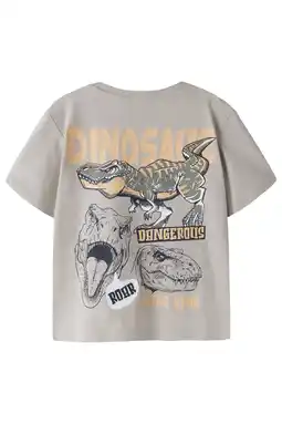 Wehkamp NAME IT MINI T-shirt met backprint grijsbruin aanbieding