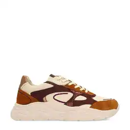Wehkamp Sacha leren chunky sneakers beige/cognac aanbieding