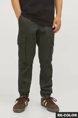 Wehkamp JACK & JONES JUNIOR slim fit cargobroek donkergroen aanbieding