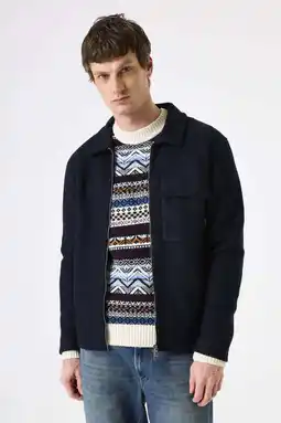 Wehkamp Garcia overshirt met wol donkerblauw aanbieding