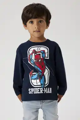 Wehkamp NAME IT MINI Spiderman longsleeve donkerblauw aanbieding