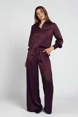 Wehkamp Spooq the label wide leg regularwaist broek donkerrood aanbieding