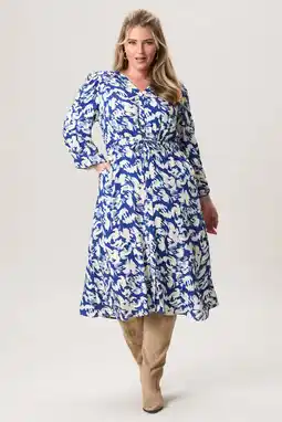 Wehkamp Miss Etam Plus midi jurk blauw aanbieding