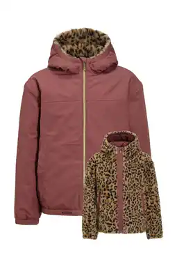 Wehkamp Me & My Monkey reversible puffer jas roze/panterprint aanbieding
