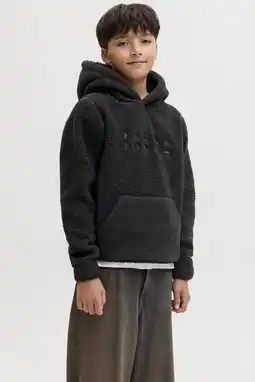 Wehkamp JACK & JONES JUNIOR teddy hoodie zwart aanbieding