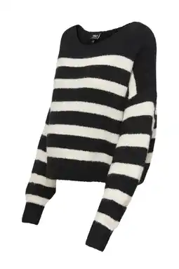 Wehkamp ONLY MATERNITY zwangerschaps trui gebreid zwart/wit aanbieding