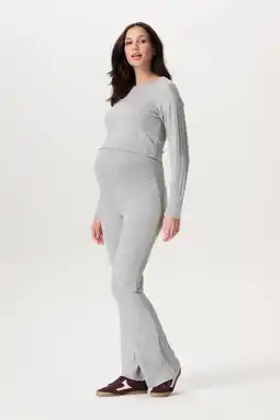 Wehkamp Noppies maternity flared highwaist zwangerschaps flared broek grijs fijn gebreid aanbieding