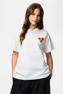 Wehkamp PIECES T-shirt met backprint met hartjes wit aanbieding