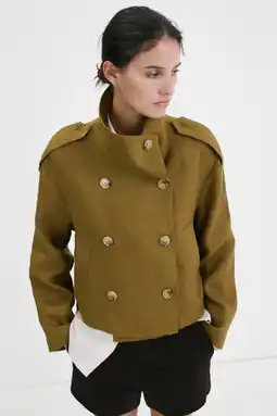 Wehkamp Mango trenchcoat met linnen groen aanbieding
