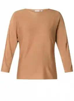 Wehkamp Yest Curve gebreide trui camel met lurex aanbieding
