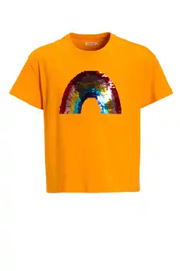 Wehkamp Orange Stars T-shirt met pailletten oranje aanbieding